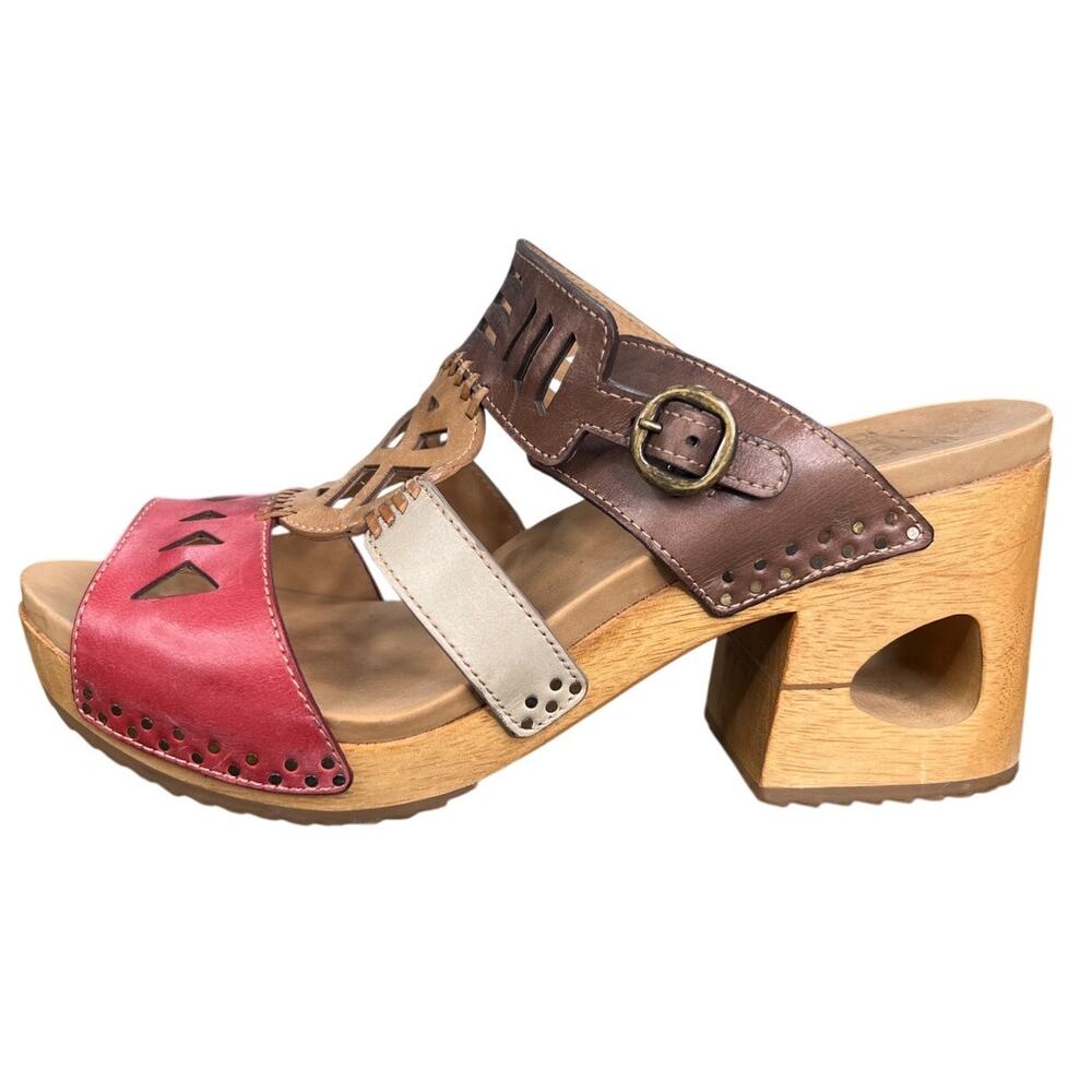 Dansko Women’s Oralee Brown Red Leather Wooden Sandal Size 41 US 10.5/11 - Picture 4 of 11